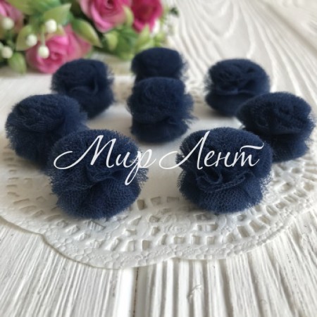 Помпоны из фатина, 2,5 см, сапфировый, шт.