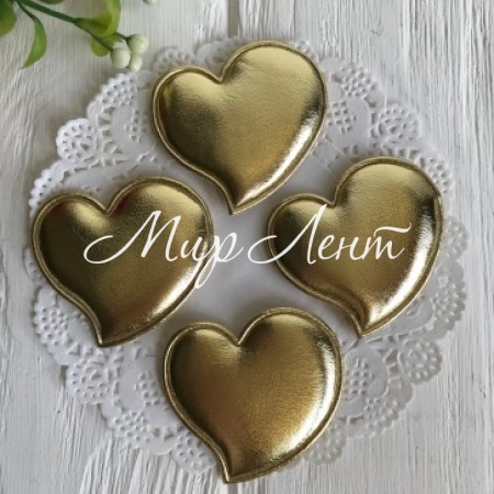 Аплікація/патч, серце (екошкіра), 4,7 см, золото