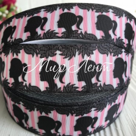 Репс 2,5 см, королева у біло-рожеву смужку