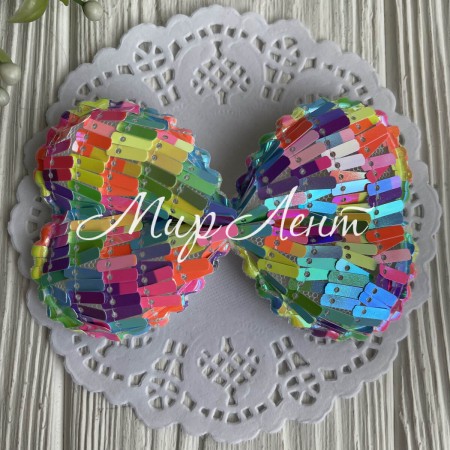 Аплікація бант з паєтками (великий), 10х6 см, яскравий мікс, шт.