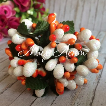 Гілочка Wow, білий перламурт з помаранчевим