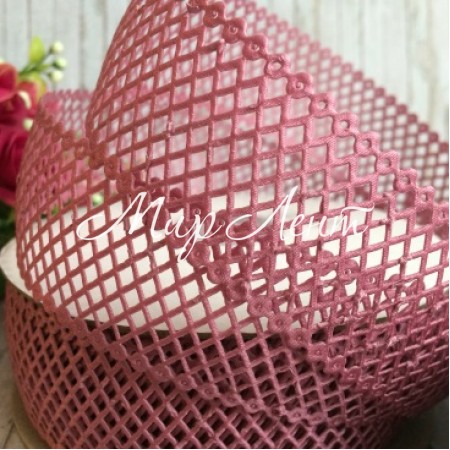 Мереживна стрічка сіточка, 4 см, пудровий, метр