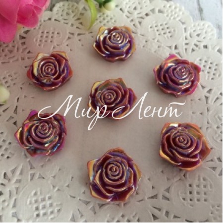 Серединка троянда з перламутром, 19 мм, бургунді