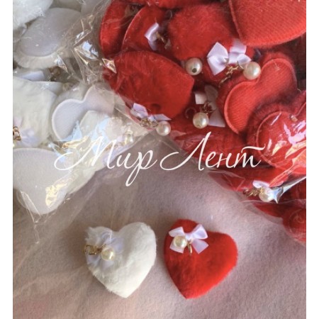 Аплікація серце (хутро), 5х5, 5 см, білий, шт.