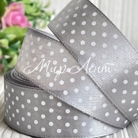 Атлас 2,5 см горох, сріблястий, метр