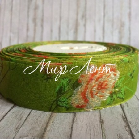 Органза троянда 2,5 см, оливкова