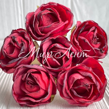 Вінтажна троянда, 3,5 см, червона, пучок з 6 квіточок