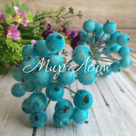 Ягідки в цукрі, 11 мм, світло-бірюзові.
