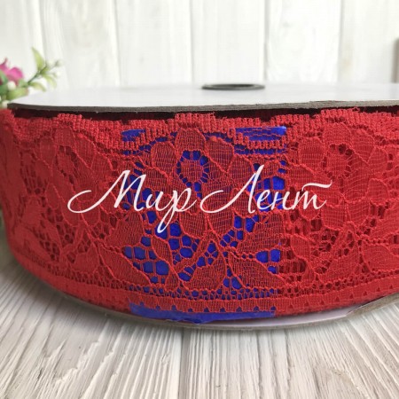 Кружево розочка, 6 см, красный, метр