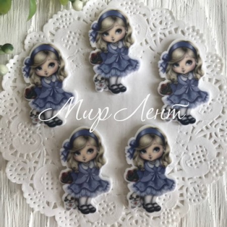 Кабошон девочка, 3,5 см, в синем костюмчике, шт.