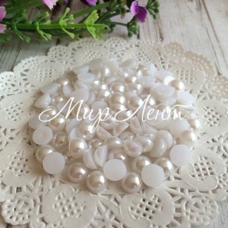 Напівбусина, 8 мм, білий, 100 шт.
