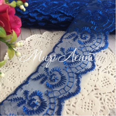 Кружево яблочко, 4,5 см, темно-синее, метр