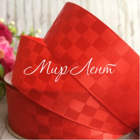 Атлас шахівниця, 2,5 см, червоний