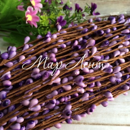 Декоративна гілочка з тичинками, 40 см, лілова