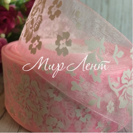 Органза півонія, 4 см, світло-рожевий