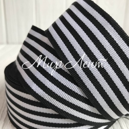 Котонова стрічка смуга, 4 см, чорна, метр