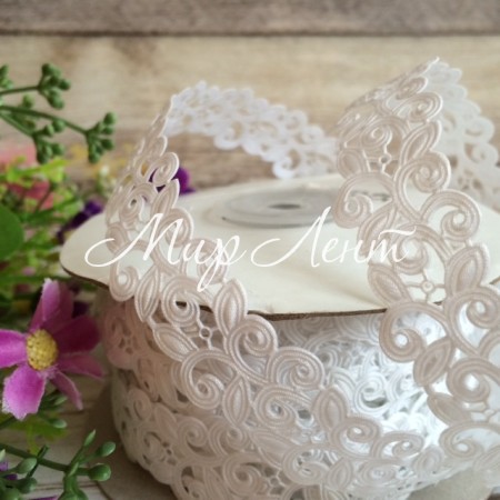 Стрічка-мереживо, 2 см, білий