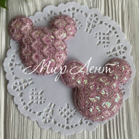 Аплікація Міккі з візерунком, 6х5, 5 см, світло-рожева, шт.