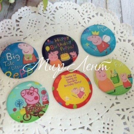 Наклейки, свинка Пеппа, набір №4 - (6 шт.)