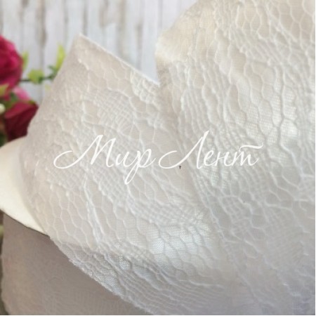 Атлас 4 см, мереживо, білий