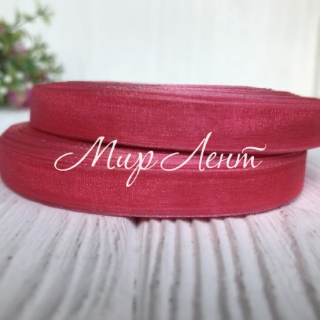 Органза 0,9 см, кораловий, рулон 45 м