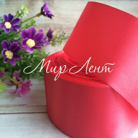 Атлас 5 см, кораловый, рулон 33 м