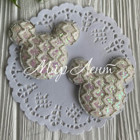 Аплікація Міккі з візерунком, 6х5, 5 см, біла, шт.