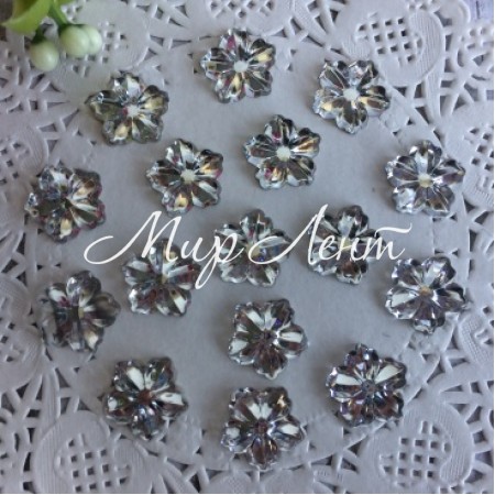 Серединка-хрусталька цветок вербена, 13 мм, серебро, шт.