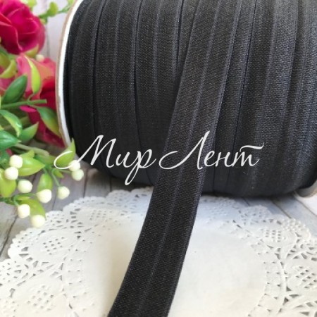 Бейка стрейчева (shine), 1,5 см, чорний, метр