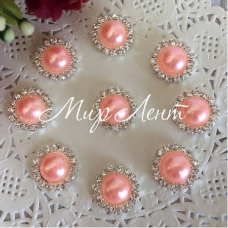 Серединка з каменем (кругла), 15 мм, персикова