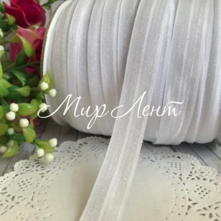 Бейка стрейчевая (shine), 1,5 см, белый, метр