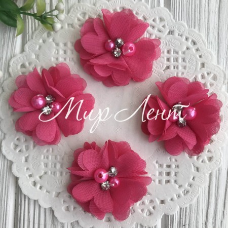 Шифонова квітка, 4,5 см, світло-малинова, шт.