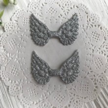 Аплікація крильця з глітером, 4,8 х3, 5 см, срібло, шт.