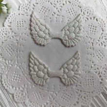 Аплікація крильця з глітером, 4,8 х3, 5 см, білий, шт.