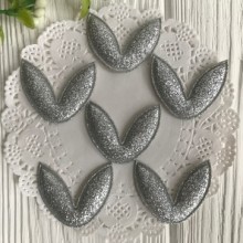 Аплікація вушка з глітером, срібний, шт.