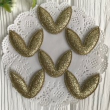 Аплікація вушка з глітером, золото, шт.