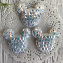 Аплікація Міккі тканинна з паєткою, 5,7х5 см, білий, шт.