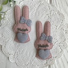 Аплікація тканинна зайчик із серцем, 6х2,8 см, пудровий, шт.