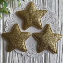 Аплікація зірочка велика, 6 см, золото з глітером, шт.