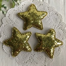 Аплікація зірочка з великим глітером, 5 см, золото, шт.
