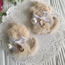 Аплікація котик хутро, 5,5х4,5 см, кремове, шт.