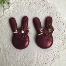 Аплікація тканинна кролик блиск, 5 см, бордовий, шт.