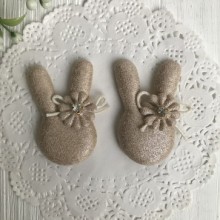 Аплікація тканинна кролик блиск, 5 см, бежевий, шт.