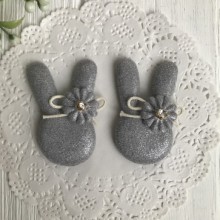 Аплікація тканинна кролик блиск, 5 см, сірий, шт.