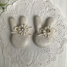 Аплікація тканинна кролик блиск, 5 см, молочний, шт.