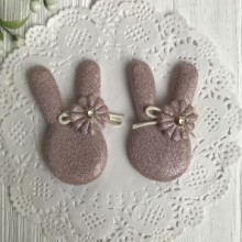 Аплікація тканинний кролик блиск, 5 см, пудровий, шт.