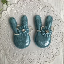 Аплікація тканинна кролик блиск, 5 см, бірюзовий, шт.