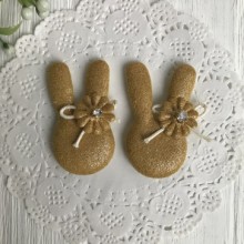 Аплікація тканинна кролик блиск, 5 см, гірчичний, шт.