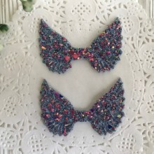 Аплікація крильця з lux паєтками, 3х5 см, сірий, шт.