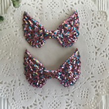 Аплікація крильця з паєтками, 3х5 см, рожево-бірюзовий, шт.